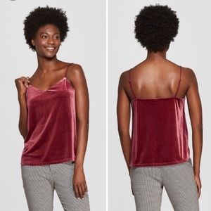 hot pink crushed velvet cami tank top